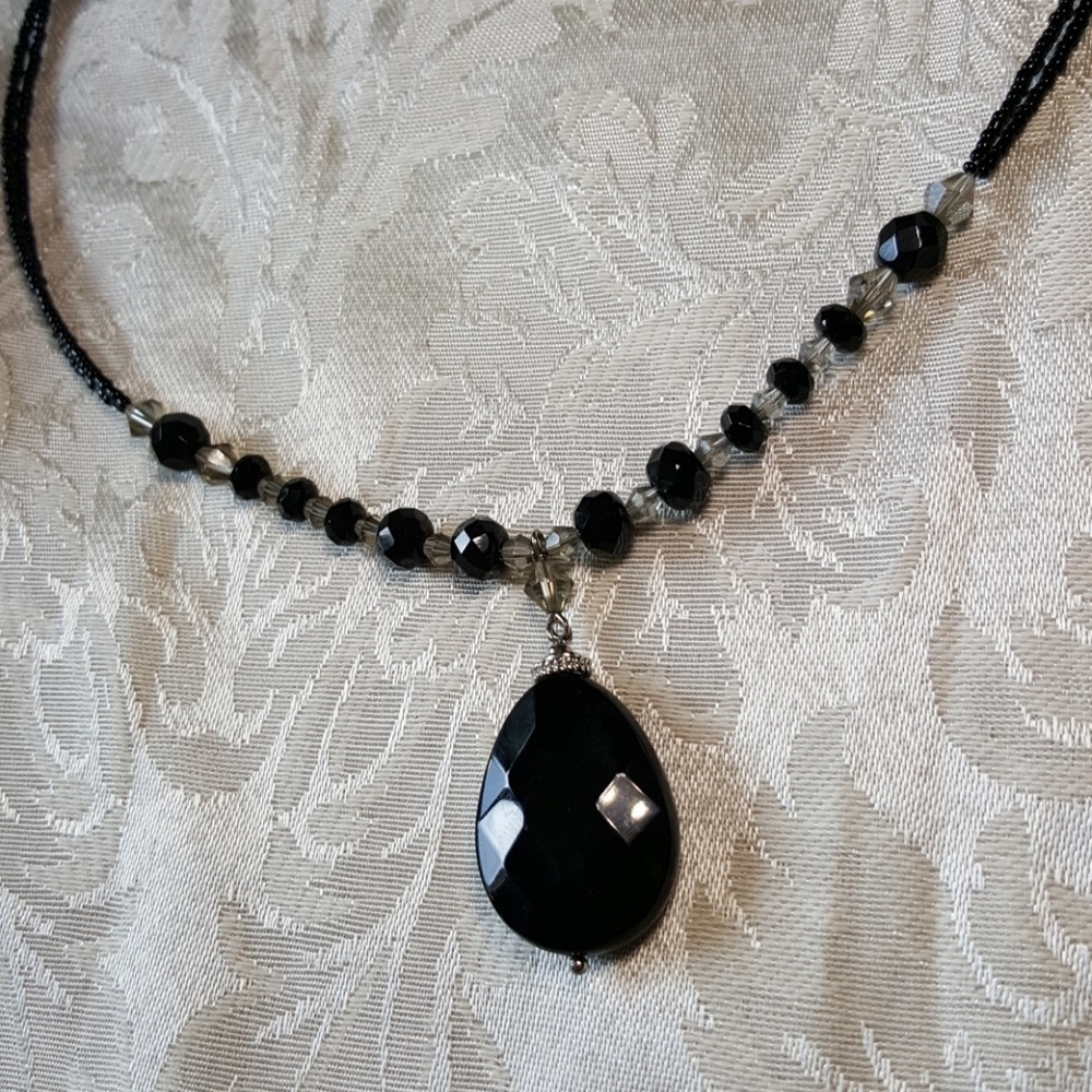 Lia sophia Black Cut Crystal necklace